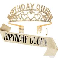 🎉 semato birthday glitter sash and rhinestone tiara kit: deluxe gold crown decorations for girls' birthday party – perfect supplies and favors logo