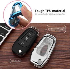 img 1 attached to 🔑 Soft Rubber Key Fob Cover for Ford | 360° Protection Ford Key Case | Dazzling Cool Design | Fit for Ford Keychain | Compatible with Ford F150 F250 15-19, Fusion, Mondeo, S-maxEdge, Fecosport, Ford Edge