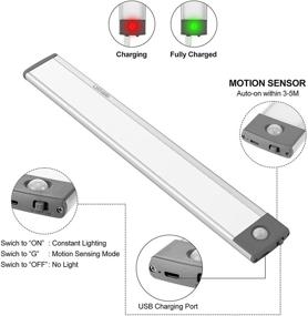 img 2 attached to LYOUWEI 54-LED Closet Lights - Motion Sensor Cabinet Lighting, USB Rechargeable & Wireless Magnetic Under Counter Uniform Light - Removable Stick-On Indoor Night Lamp, 1 Pack