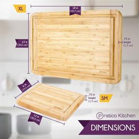 img 3 attached to 🔪 Premium Bamboo Cutting Board and Serving Tray Set - Large 18x12 & Small 8x6 - Enhanced with Juice Groove