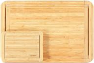 🔪 premium bamboo cutting board and serving tray set - large 18x12 & small 8x6 - enhanced with juice groove логотип