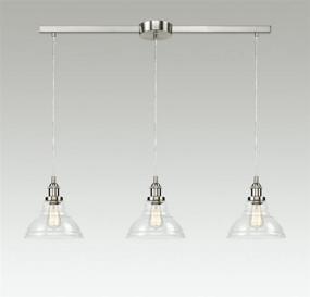 img 4 attached to EUL Vintage Pendant Lamp with Clear Glass Shades - Brushed Nickel Industrial Island Lighting, 3 Light