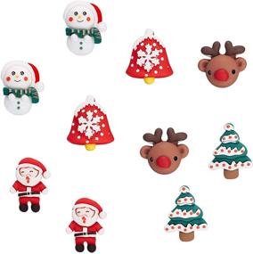 img 4 attached to Christmas Delight: 5 Pairs Festive Earrings Set for Girls - Xmas Santa, Snowman, Deer, Tree & Bell Stud Earrings - Perfect Holiday Gift for Women and Kids