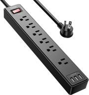 💡 yintar power strip surge protector with 6-foot extension cord, 6 ac outlets and 3 usb ports, 2100 joules, etl listed, ideal for home, office, dorm essentials (black) logo