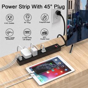 img 3 attached to 💡 Yintar Power Strip Surge Protector with 6-Foot Extension Cord, 6 AC Outlets and 3 USB Ports, 2100 Joules, ETL Listed, Ideal for Home, Office, Dorm Essentials (Black)