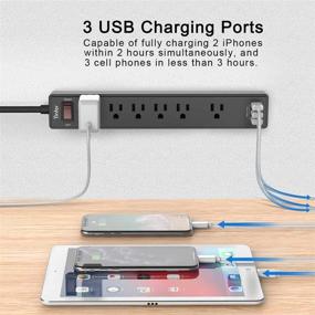 img 1 attached to 💡 Yintar Power Strip Surge Protector with 6-Foot Extension Cord, 6 AC Outlets and 3 USB Ports, 2100 Joules, ETL Listed, Ideal for Home, Office, Dorm Essentials (Black)