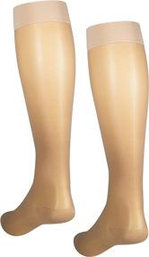 img 2 attached to 🧦 NuVein Sheer Compression Stockings for Women - 15-20 mmHg Support, Knee High, Closed Toe, Beige, 3X-Large, Medium Denier Nylons