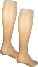 img 3 attached to 🧦 NuVein Sheer Compression Stockings for Women - 15-20 mmHg Support, Knee High, Closed Toe, Beige, 3X-Large, Medium Denier Nylons