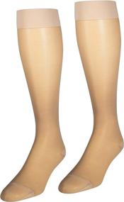 img 1 attached to 🧦 NuVein Sheer Compression Stockings for Women - 15-20 mmHg Support, Knee High, Closed Toe, Beige, 3X-Large, Medium Denier Nylons