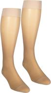 🧦 nuvein sheer compression stockings for women - 15-20 mmhg support, knee high, closed toe, beige, 3x-large, medium denier nylons логотип