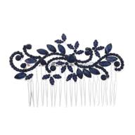 blue sapphire rhinestone bridal hair comb - crystal headpiece with marquise side comb for wedding, prom, bridesmaids - hair jewelry for women and girls logo