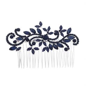 img 4 attached to Blue Sapphire Rhinestone Bridal Hair Comb - Crystal Headpiece with Marquise Side Comb for Wedding, Prom, Bridesmaids - Hair Jewelry for Women and Girls