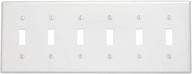 🔲 leviton 88036 6-gang toggle device switch wallplate: thermoset, white logo
