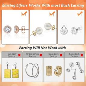 img 2 attached to 👂 MOLIK Earring Lifters Backs - 6 Pairs of Adjustable Hypoallergenic Backs for Droopy Ear and Heavy Earrings - Secure and Comfortable!