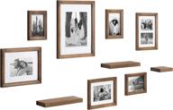 🖼️ natural wood finish gallery wall frame and shelf kit - set of 10 assorted size frames with three display shelves included, by kate and laurel bordeaux logo