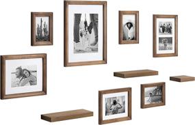 img 4 attached to 🖼️ Natural Wood Finish Gallery Wall Frame and Shelf Kit - Set of 10 Assorted Size Frames with Three Display Shelves Included, by Kate and Laurel Bordeaux