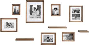 img 3 attached to 🖼️ Natural Wood Finish Gallery Wall Frame and Shelf Kit - Set of 10 Assorted Size Frames with Three Display Shelves Included, by Kate and Laurel Bordeaux