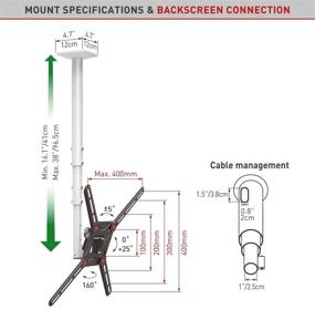 img 1 attached to 📺 Barkan Full Motion TV Ceiling Mount - Holds 29-65 inch Flat/Curved Screens, Telescopic Height Adjustment, Supports up to 88lbs, Fits LED OLED LCD - Long White Bracket