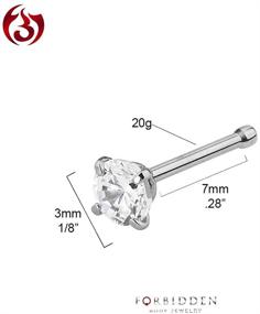 img 2 attached to 💎 Forbidden Body Jewelry Nose Rings 20G, 3mm Surgical Steel CZ Crystal Nose Stud, Unisex