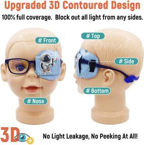 img 3 attached to 👨 Kids Astropic 3D Silk Eye Patch for Glasses, Boys Medical Eye Patch with Lazy Eye - Blue Astronaut Design (Left Eye)
