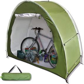 img 4 attached to 🚲 HuaKastro Foldable Bike Shelter: Outdoor Storage Shed for 2 Bikes, Waterproof Oxford Bike Tent with Silver Coating - Portable Backyard Tool and Lawn Mower Storage Cabinet, Ideal for Camping - Dimensions: 6.5x5.3 ft