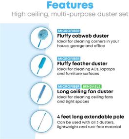 img 3 attached to 💡 Efficient High Reach Microfiber Duster Kit with 4ft Pole - Ideal for High Ceilings, Ceiling Fans, and More!