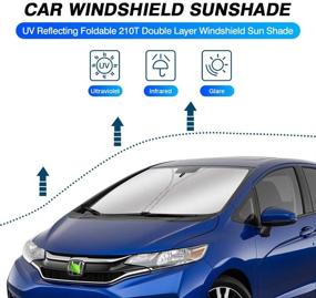 img 3 attached to 🔆 KUST Windshield Sun Shade for Honda Fit 2015-2020: Foldable Window Sun Visor Protector | Blocks UV Rays, Keeps Car Cooler