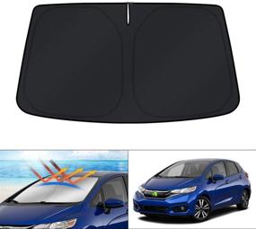 img 4 attached to 🔆 KUST Windshield Sun Shade for Honda Fit 2015-2020: Foldable Window Sun Visor Protector | Blocks UV Rays, Keeps Car Cooler