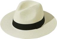 👒 joyebuy women's summer straw hat upf 50+ foldable wide brim fedora for sun protection at beach логотип