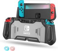 leyusmart nintendo switch dockable case cover - slim protective tpu grip with dock compatibility, hd screen protector & thumb caps included logo