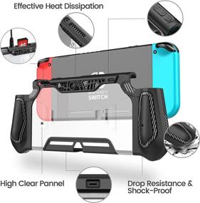 img 1 attached to LeyuSmart Nintendo Switch Dockable Case Cover - Slim Protective TPU Grip with Dock Compatibility, HD Screen Protector & Thumb Caps Included