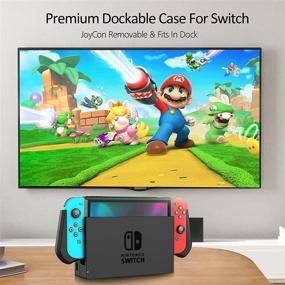 img 3 attached to LeyuSmart Nintendo Switch Dockable Case Cover - Slim Protective TPU Grip with Dock Compatibility, HD Screen Protector & Thumb Caps Included