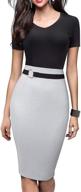 👗 homeyee women's vintage v-neck business dress with contrast colors - b497 logo