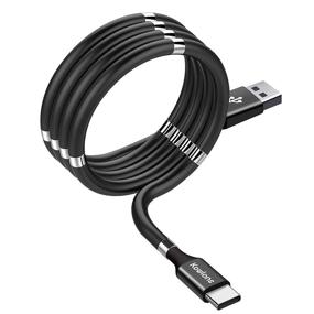 img 4 attached to Ретрактабельный USB Type C магнитный зарядный кабель для телефона | Быстрая зарядка | Само-сборка и организация | Нано-портативный | Коиллинговый кабель данных 360° для устройств на Android (0,9 м / 6 футов)