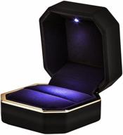 🌹 aveson luxury velvet ring box with led light - ideal for wedding proposal & engagement gifts, black логотип