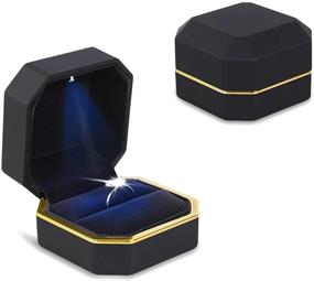 img 1 attached to 🌹 AVESON Luxury Velvet Ring Box with LED Light - Ideal for Wedding Proposal & Engagement Gifts, Black