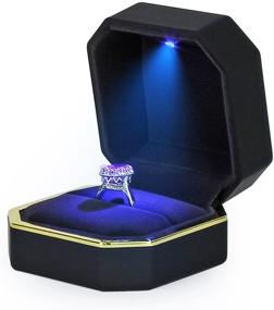img 2 attached to 🌹 AVESON Luxury Velvet Ring Box with LED Light - Ideal for Wedding Proposal & Engagement Gifts, Black