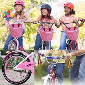 img 1 attached to Pink Adjustable Front Handlebar Bike Basket with Streamers Set, Bell, Windmill, Wheel Beads - DIY Bicycle Decoration Kit for Girls - Perfect Gift