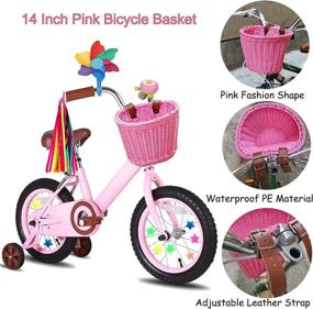 img 3 attached to Pink Adjustable Front Handlebar Bike Basket with Streamers Set, Bell, Windmill, Wheel Beads - DIY Bicycle Decoration Kit for Girls - Perfect Gift