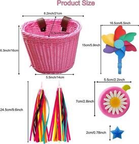 img 2 attached to Pink Adjustable Front Handlebar Bike Basket with Streamers Set, Bell, Windmill, Wheel Beads - DIY Bicycle Decoration Kit for Girls - Perfect Gift