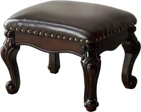 img 4 attached to 🪑 KIVSON Microfiber Leather Foot Stool Ottoman: Stylish Upholstered Rest for Living Room, Sofa, Entryway - Solid Wood, Black Brown