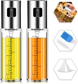 img 4 attached to 🍃 Norbase Portable Olive Oil Sprayer for Cooking - Food Grade Glass Oil Dispenser Refillable Oil Spritzer Bottle with Brush Funnel for BBQ, Baking, Roasting, Frying - Oil Control Diet