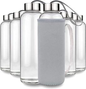 img 4 attached to Teikis 6 Pack Glass Water Bottles - Clear 18 oz Bottles with Caps and Protective Sleeves - Ideal for Juicing, Smoothies, and More!