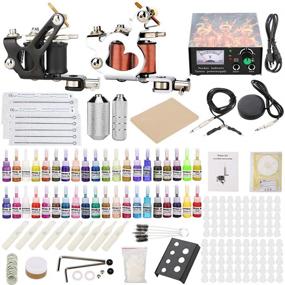 img 4 attached to 🖌️ Complete Tattoo Kit for Beginners: Chiitek 2 Machine Tattoo Gun Set with Power Supply, 40 Color Immortal Inks, 20 Tattoo Needles, Tips, Grips, and Foot Pedal