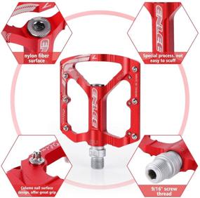 img 2 attached to 🚲 MatyKit S Shape Mountain Bike Pedals: Lightweight, Specialized 9/16" UD Bearings, Ultra Strong Colorful CNC Machined Alloy Bicycle Pedal, Non-Slip, Anodizing Sealed 3-Bearing Cycling Pedals (Red)