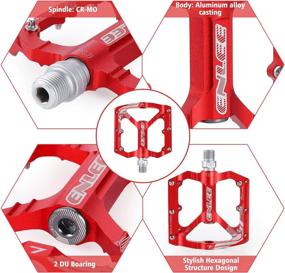 img 3 attached to 🚲 MatyKit S Shape Mountain Bike Pedals: Lightweight, Specialized 9/16" UD Bearings, Ultra Strong Colorful CNC Machined Alloy Bicycle Pedal, Non-Slip, Anodizing Sealed 3-Bearing Cycling Pedals (Red)