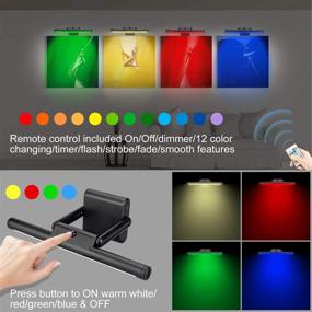 img 3 attached to LUXSWAY Rechargeable Picture Light: Wireless, Remote-controlled, 12 Colors Changing and Rotating Display Art Light for Dart Board Poster Gallery