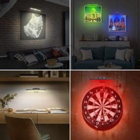 img 1 attached to LUXSWAY Rechargeable Picture Light: Wireless, Remote-controlled, 12 Colors Changing and Rotating Display Art Light for Dart Board Poster Gallery