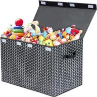 🧸 gray collapsible toy organizers and storage chest with flip-top lid, large toy box basket featuring sturdy handles for playroom, bedroom, nursery, and closet storage logo