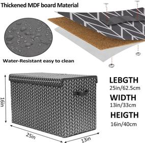 img 1 attached to 🧸 Серые складные органайзеры для игрушек и сундук для хранения с крышкой-крышкой, большая корзина для игрушек с надежными ручками для хранения в игровой комнате, спальне, детской и кладовой